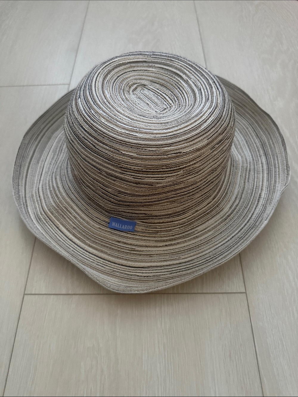 WALLAROO Women's Gray Natural-Tone Straw Sun Hat